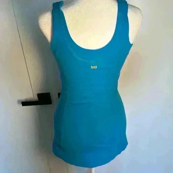 🎆 Lucy workout tank fitted blue size XS wide strap full length fitted yoga gym - Picture 2 of 10